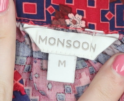 Monsoon Women's Red Geometric Tunic Blouse - Size M