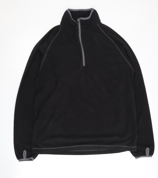 Site Women's Black Fleece Sweatshirt L 1/2 Zip Casual