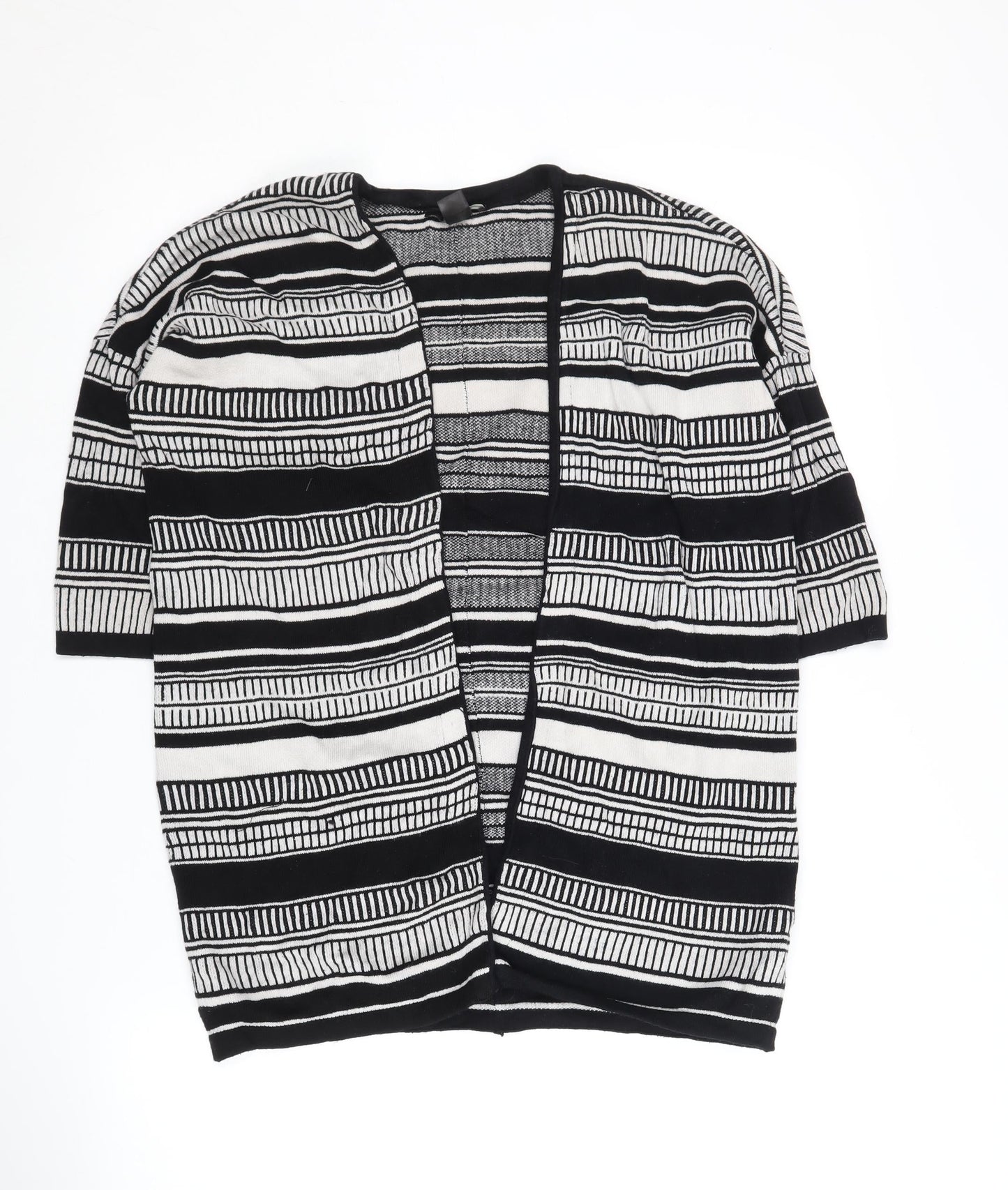 Esmara Women's Black Striped Open Front Cardigan Size 10