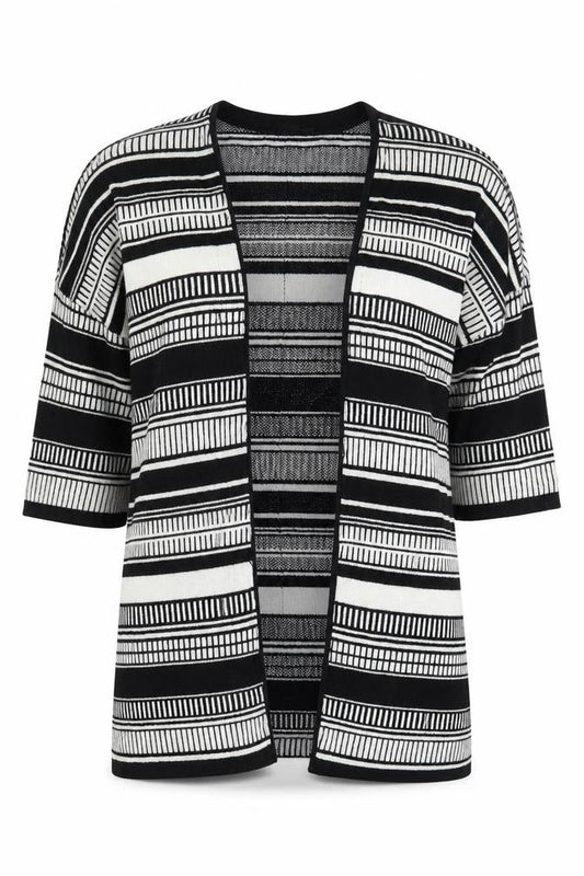 ESMARA Women's Black Striped Open Front Cardigan Size 10