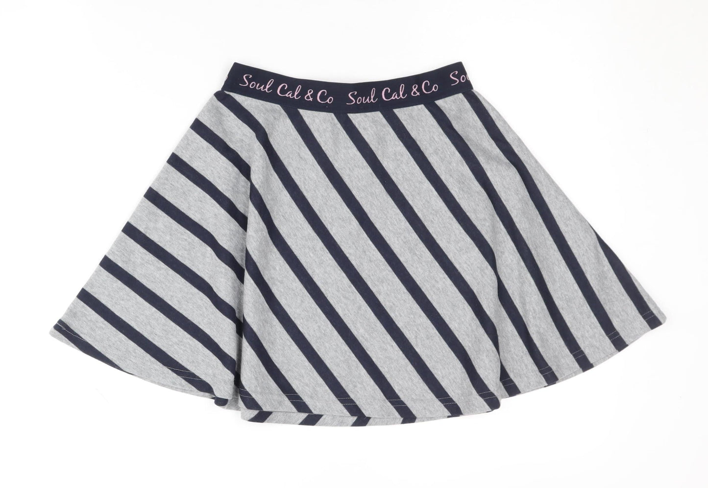 SoulCal & Co Women's Grey Blue Striped Skirt XS