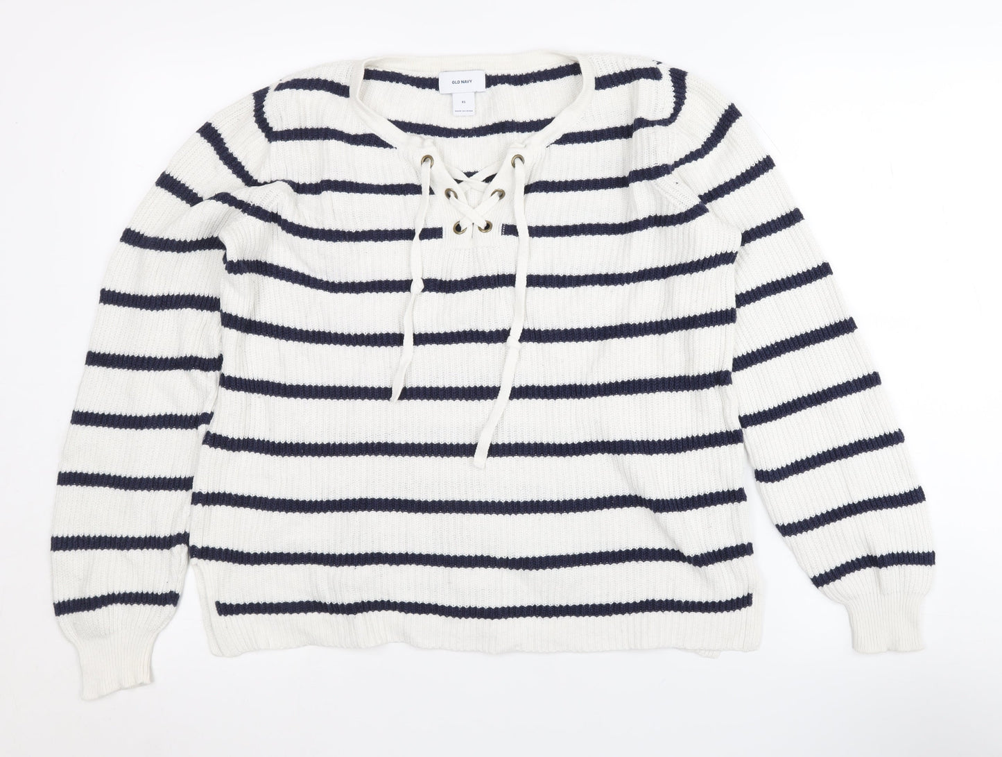 Old Navy Women's White Stripe Pullover Jumper XS Casual