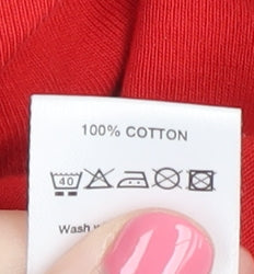 Close-up detail of Principles Red Women's T-Shirt, size 20