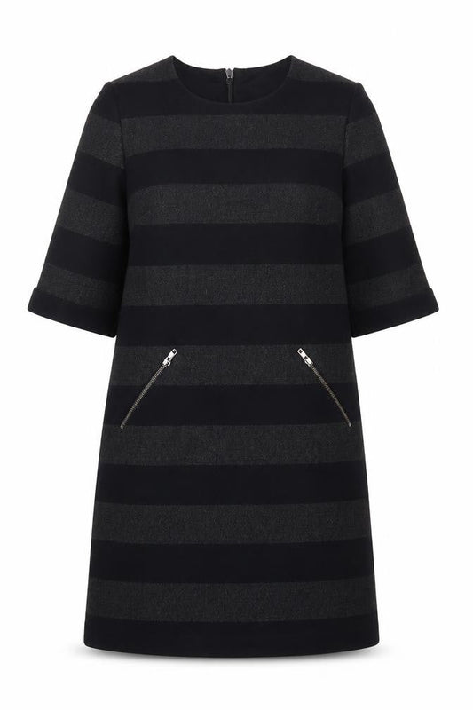 Phase Eight Women's Black Striped Shift Dress Size 12