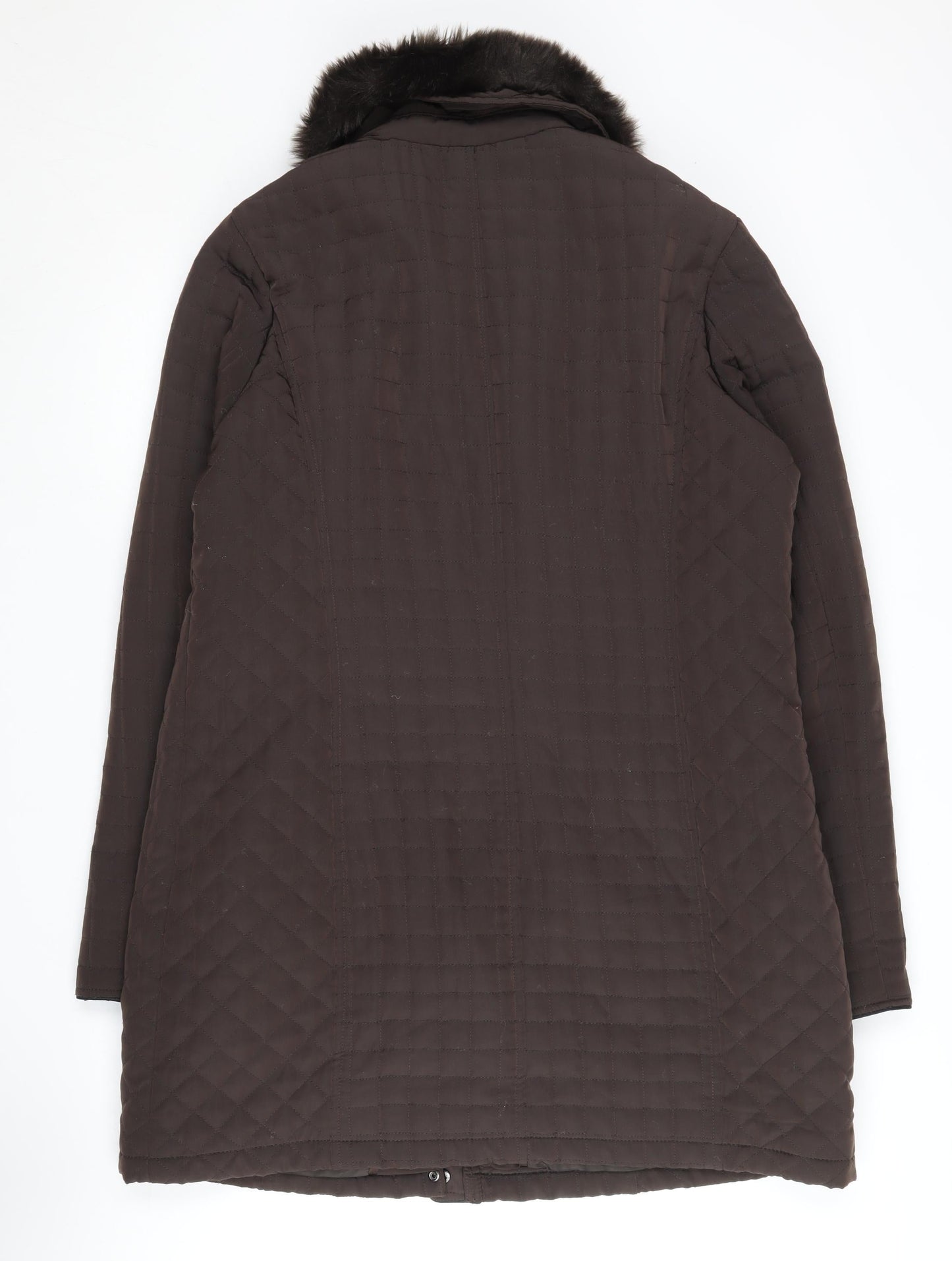 Debenhams Women's Brown Quilted Coat Fur Trim