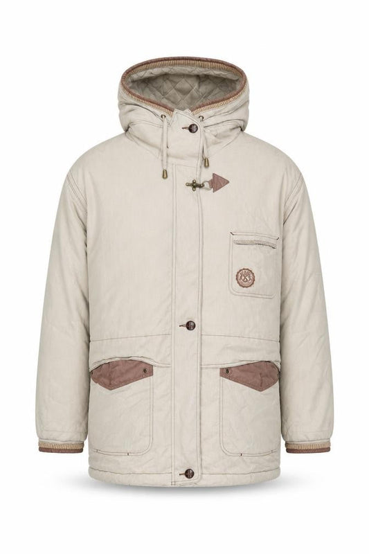 Adventures Men's Beige Cotton Parka Jacket - Size 42, Hooded & Zipped Pockets