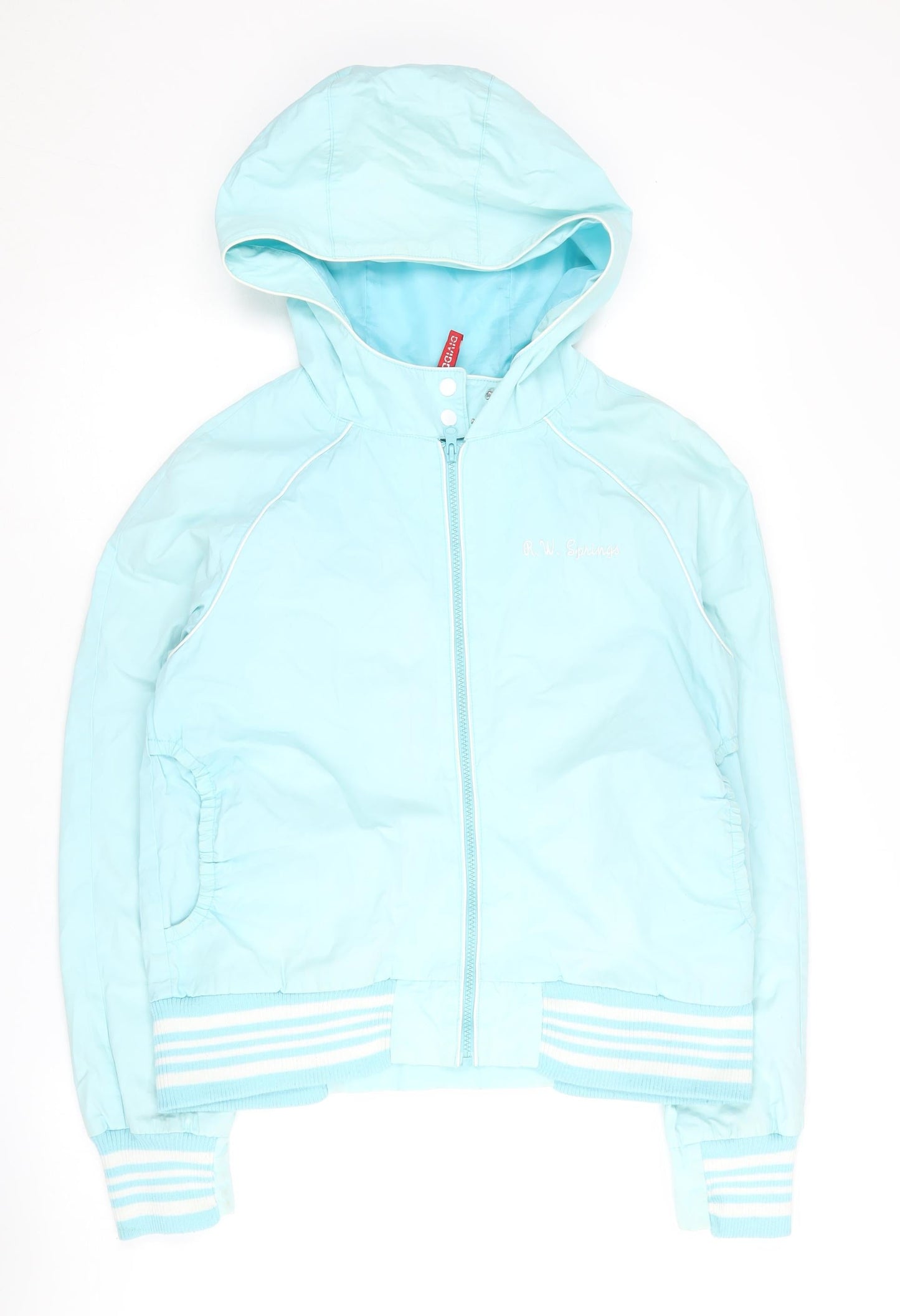 H&M Women's Blue Hooded Jacket, Size 12, Casual Style