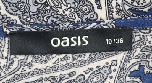 Oasis Women's Blue Paisley V-Neck Blouse Size 10