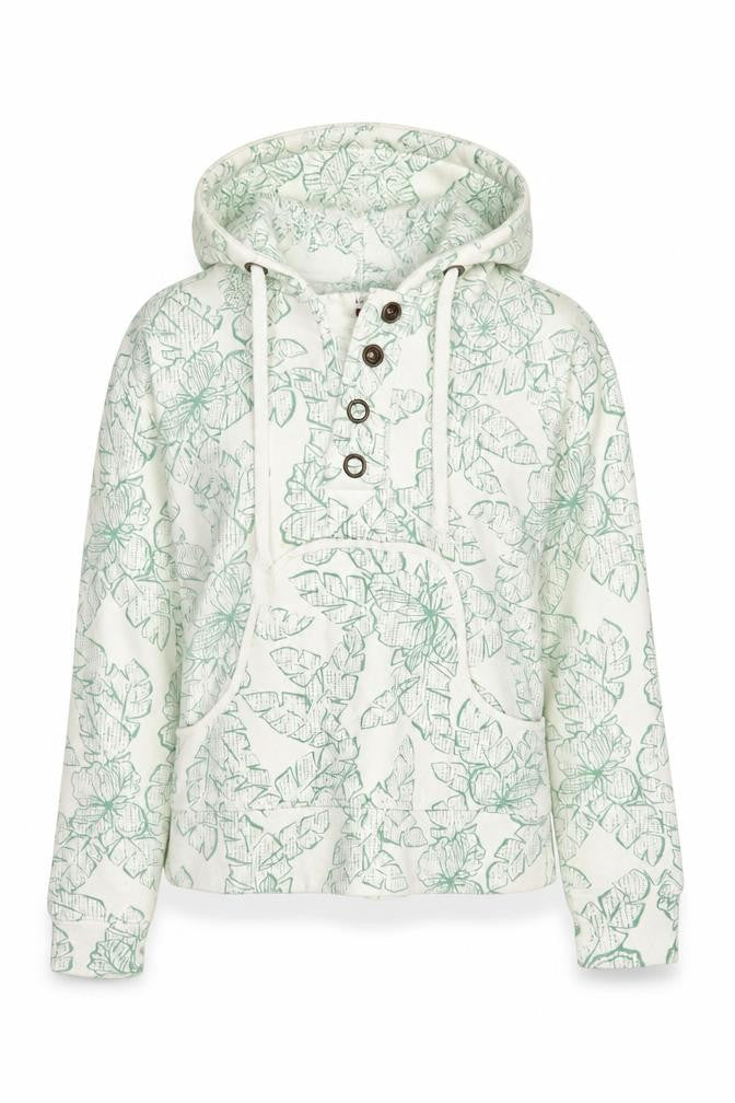 FatFace Women's White Floral Henley Hoodie Size 10
