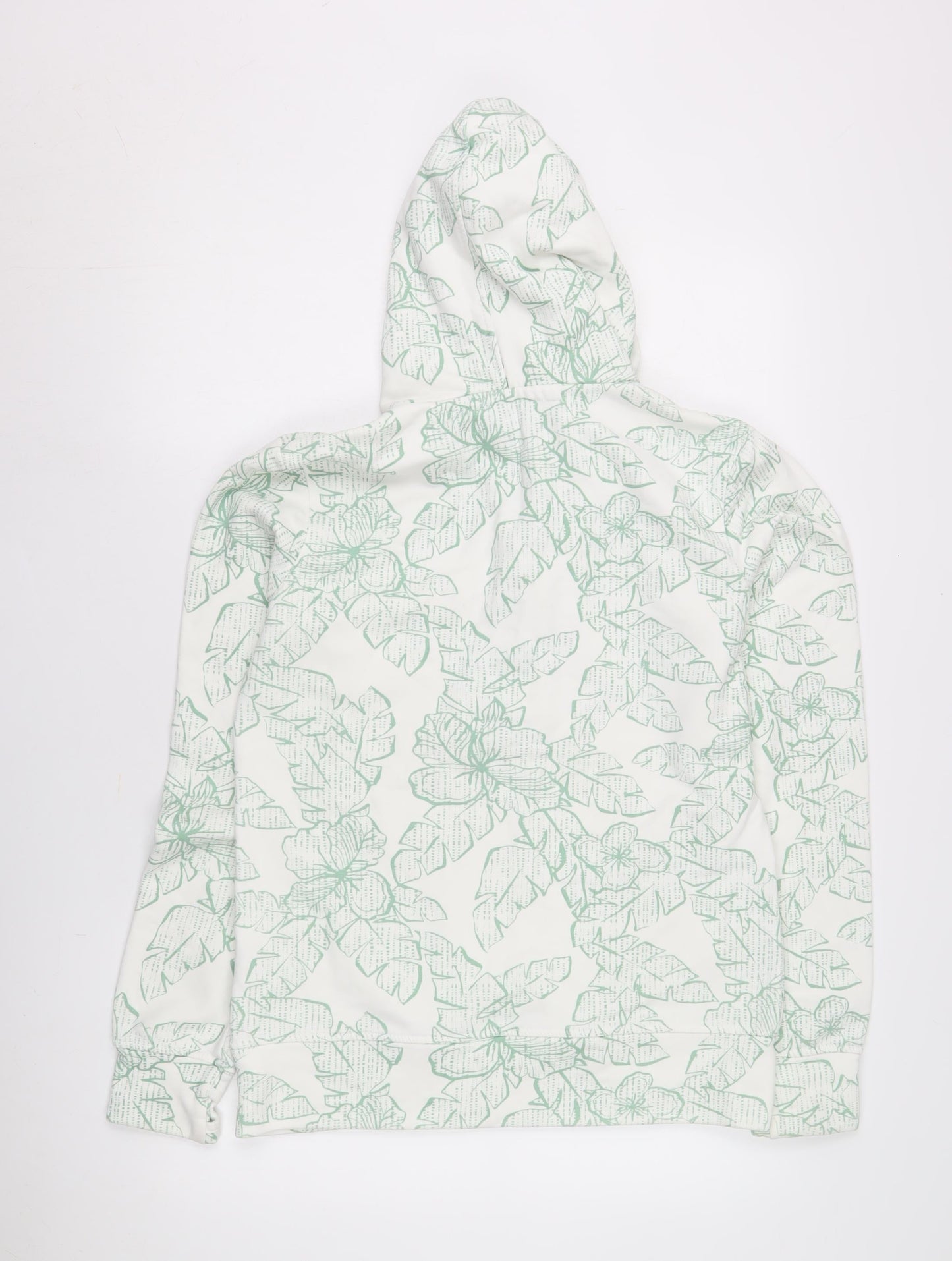 Fat Face Women's White Floral Henley Hoodie Size 10