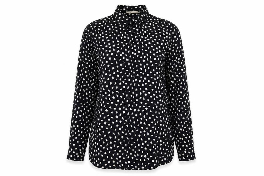 H&M Women's Black Star Blouse, Size 12, Button-Up