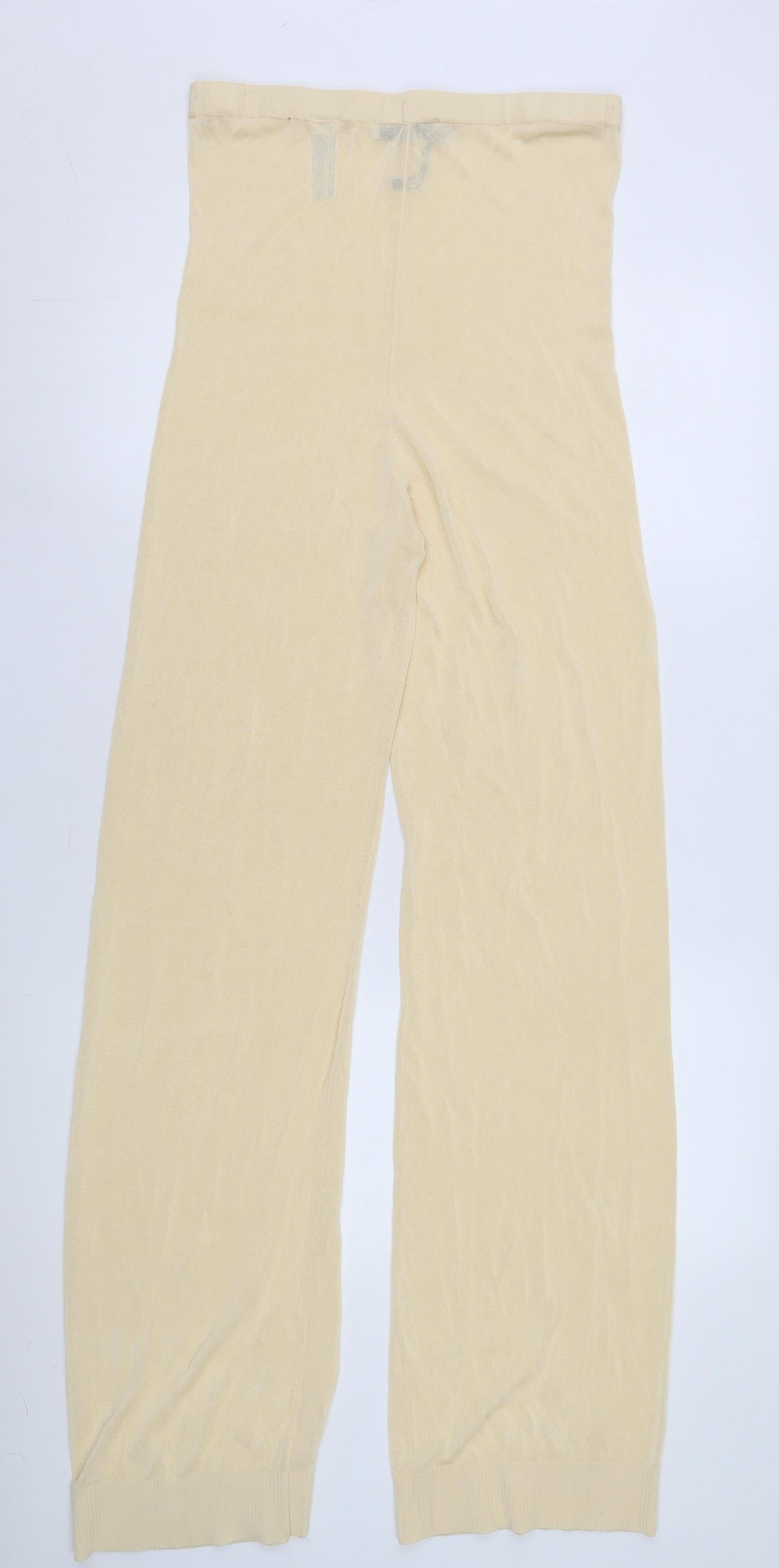 Zara Women Ivory Straight Trousers, Size L