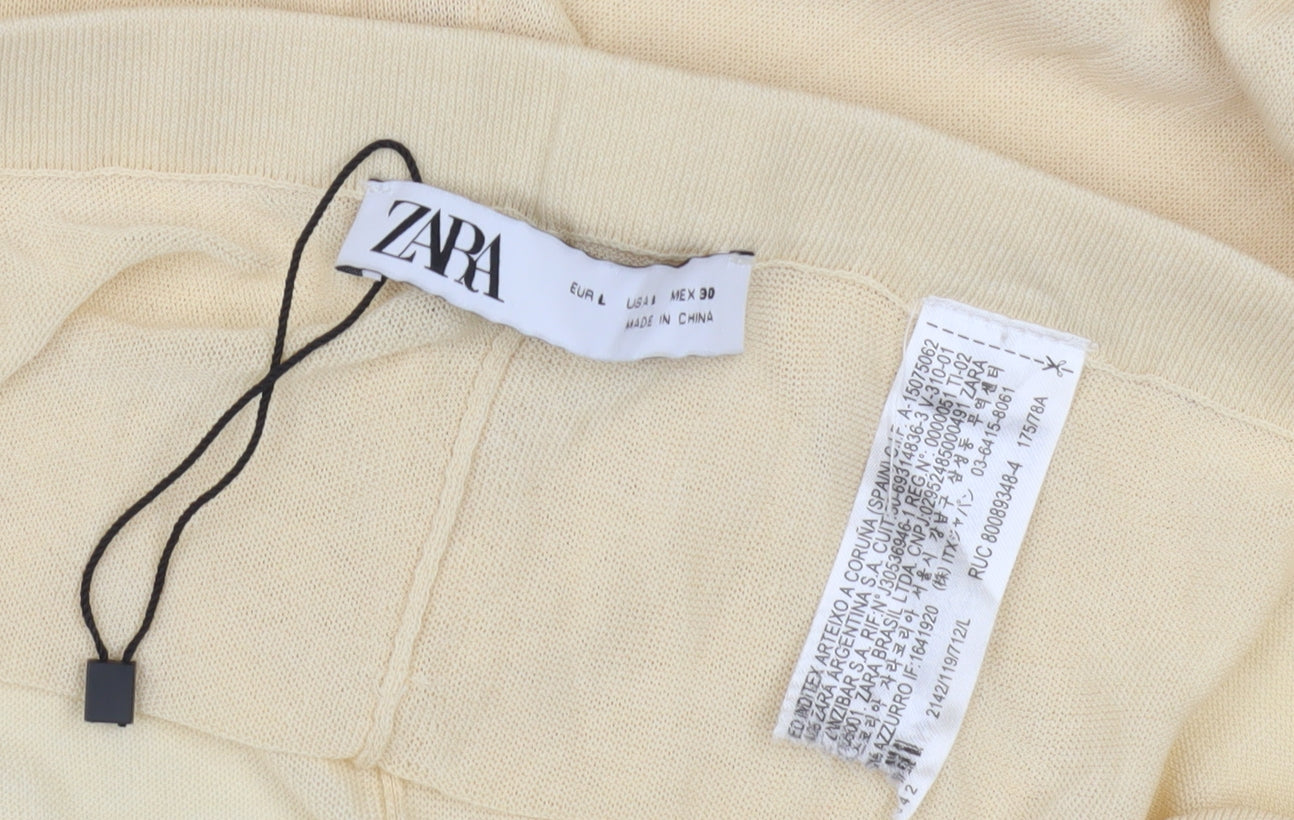 Zara Women Ivory Straight Trousers, Size L