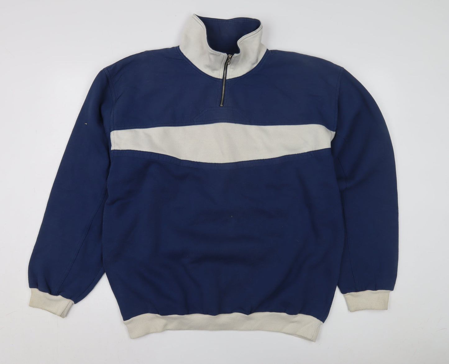 Springfield Men's Blue L Striped 1/2 Zip Sweatshirt