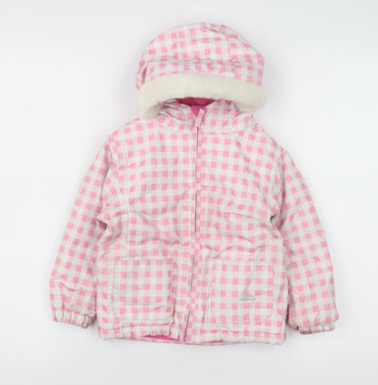 Additional front view of Trespass girls’ pink waterproof puffer jacket 2 years