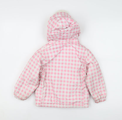 Back view of Trespass girls’ pink waterproof puffer jacket 2 years