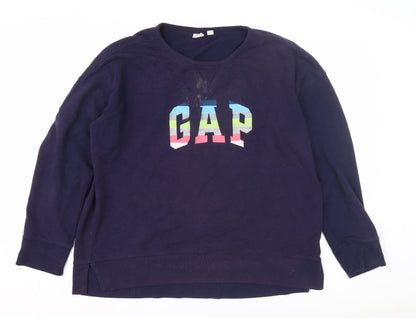 Gap Women's Blue Pullover Logo Sweatshirt M Casual