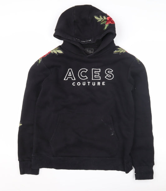 ACES Couture Women’s Black Embroidered Pullover Hoodie - M