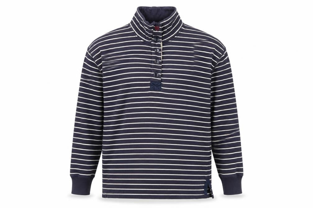 Joules Unisex Blue Striped Henley Sweatshirt L