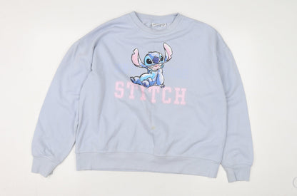 Preloved Disney Women's Blue Stitch Sweatshirt, Size 12, Pullover - Front