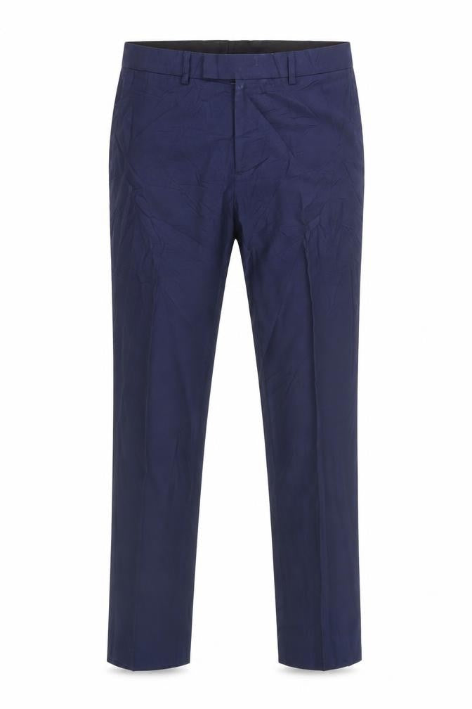 Men's Blue Polyester Viscose Trousers 34