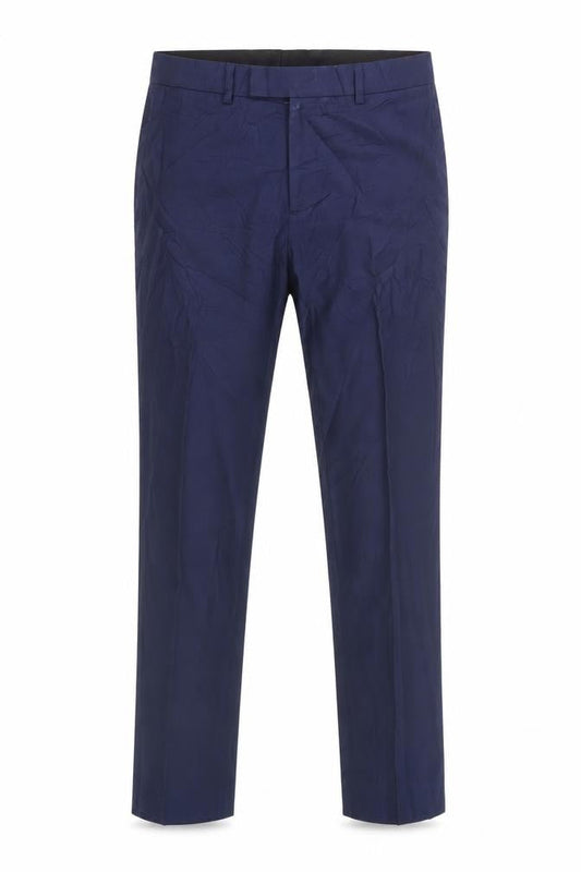 Men's Blue Polyester Viscose Trousers 34