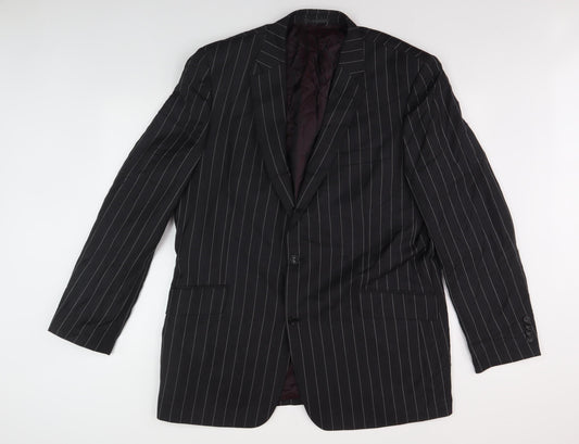 Chester Barrie Men's Black Wool Pinstripe Blazer 48