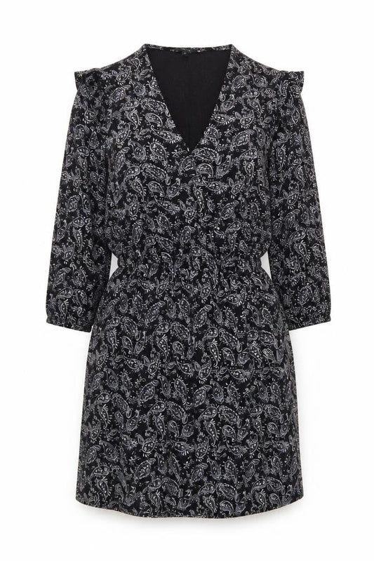Next Women's Black V-Neck Paisley Dress Size 14
