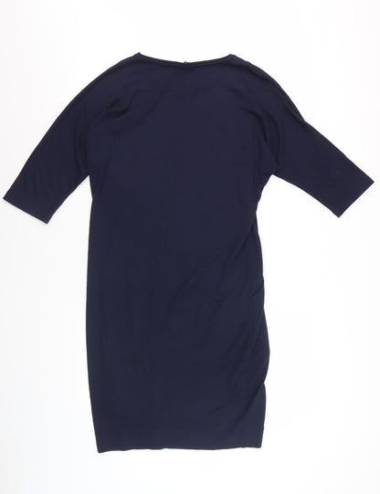Back view of Jaeger Women Blue Sheath Dress XS