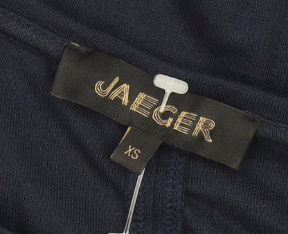 Close-up detail of Jaeger Women Blue Sheath Dress XS
