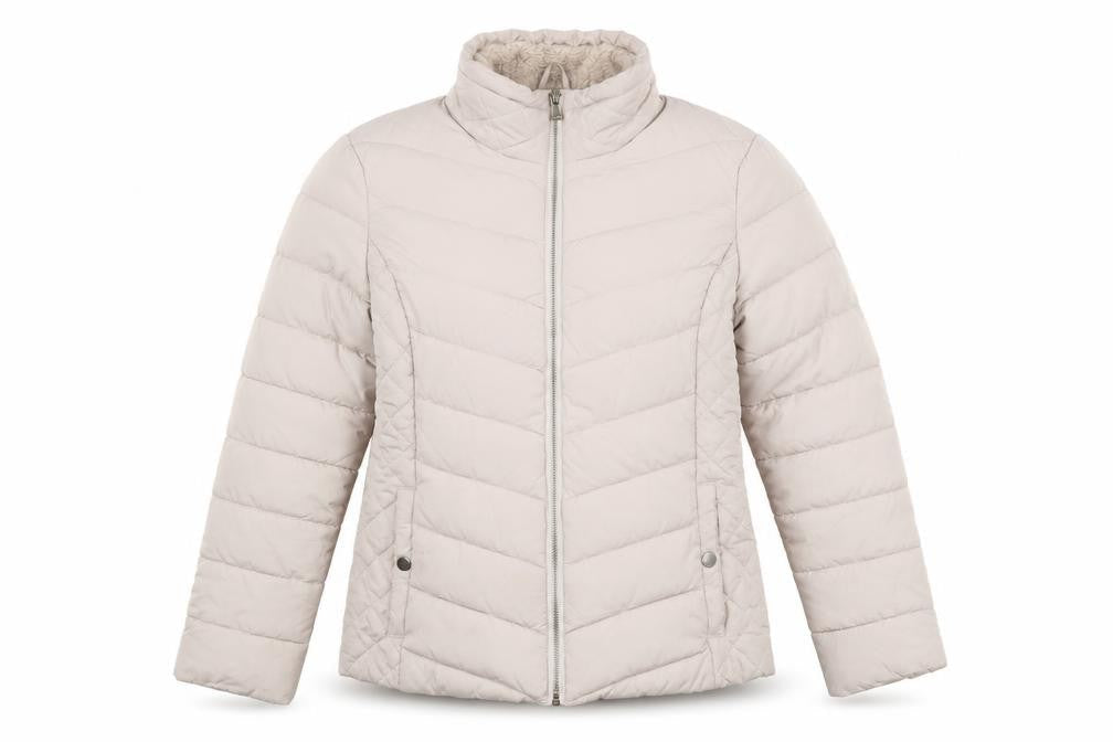Miss Selfridge Women's Beige Puffer Jacket Size 8, Casual Style