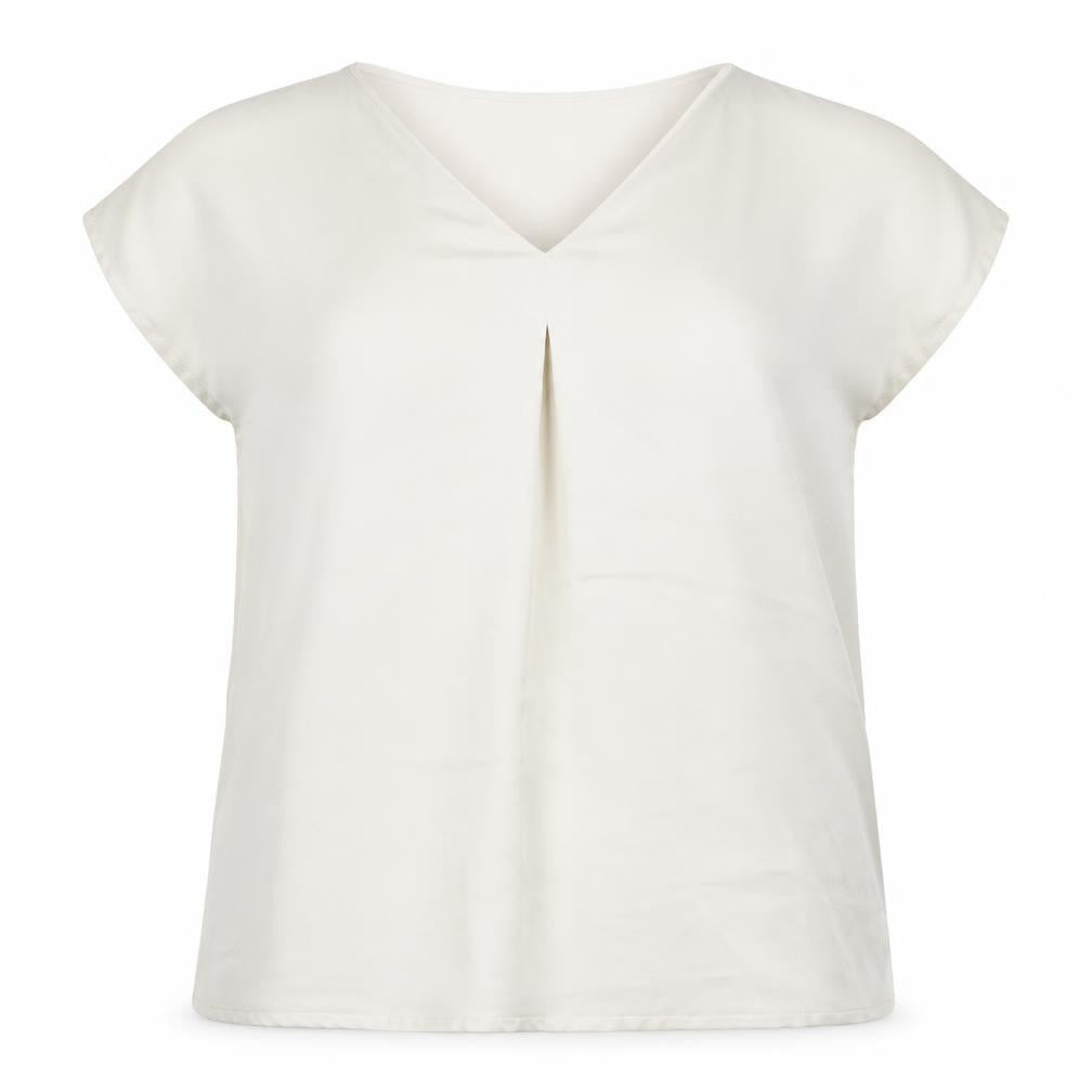 MNG Basics Beige Women's Blouse Medium V-Neck