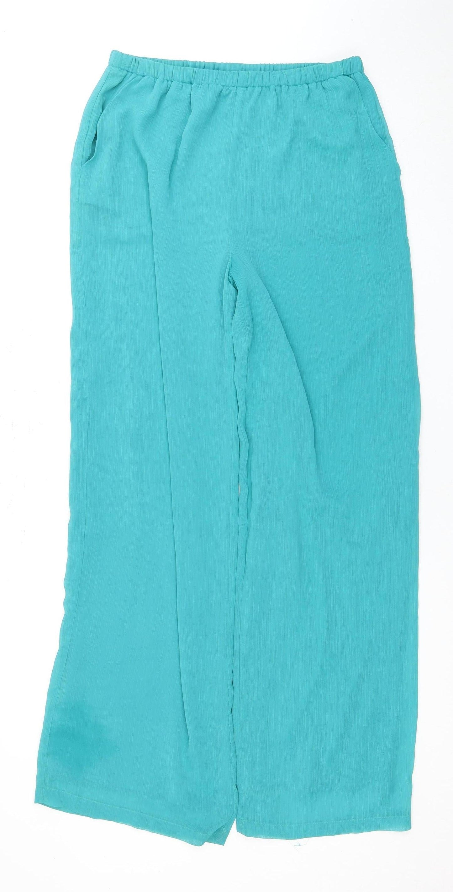 Zara Women's Blue Wide-Leg Trousers