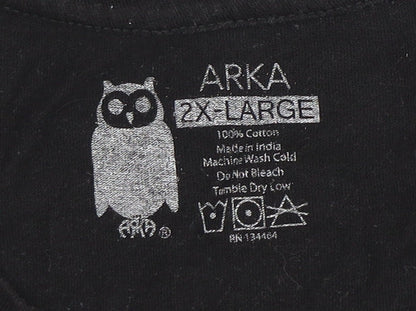 Arka Womens Black 2XL Basic T-Shirt, 100% Cotton