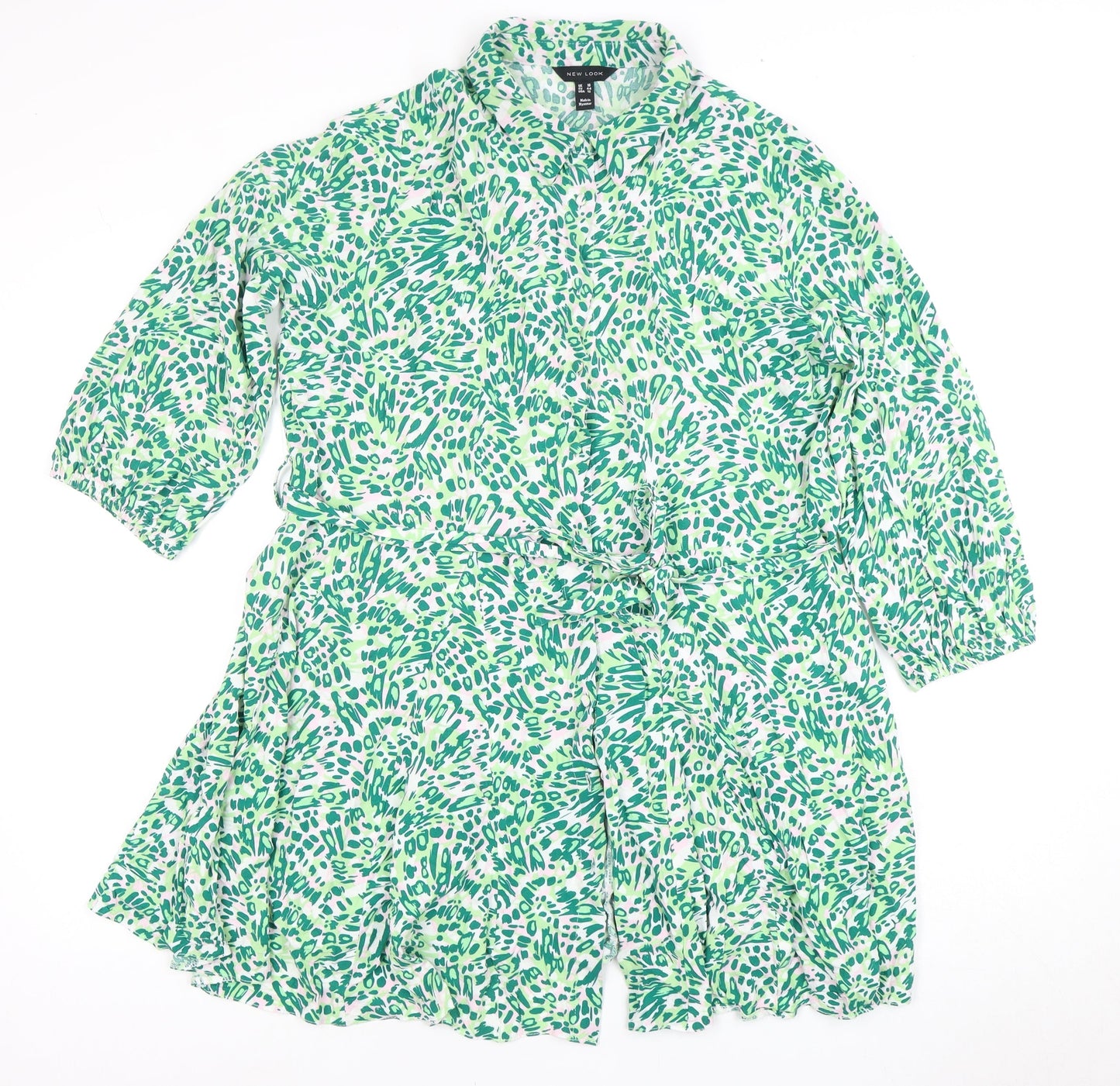 New Look Women's Green Animal Print Dress Size 16