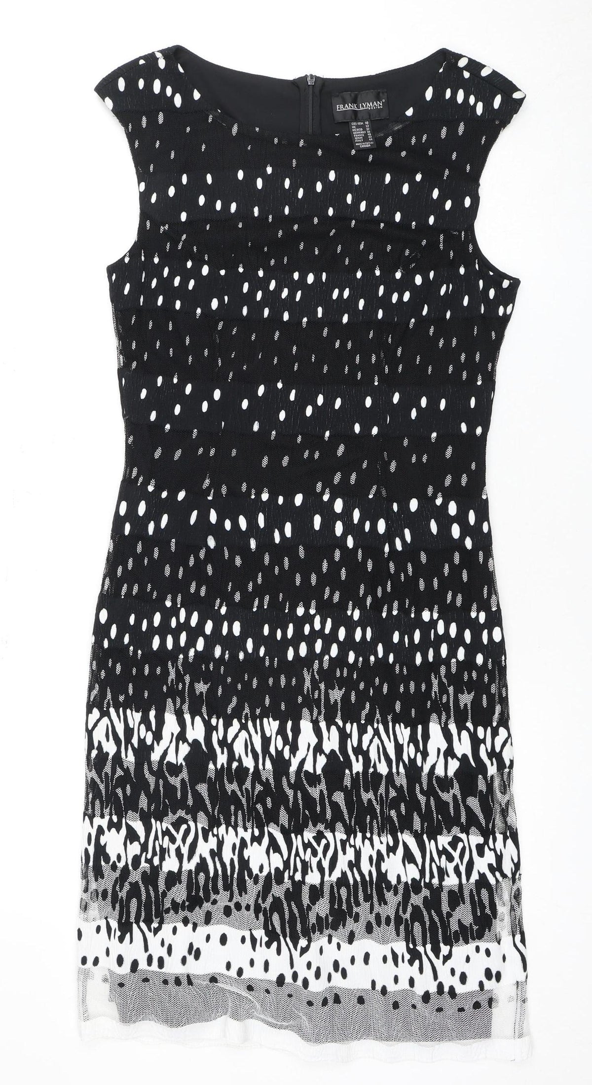 Frank Lyman Women's Black White Print Dress Size 12