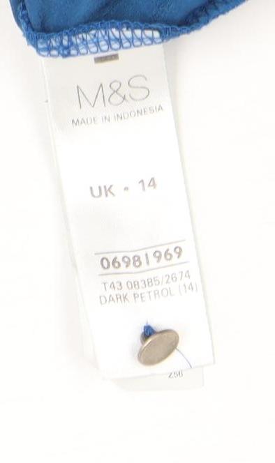Marks & Spencer Women's Blue Blouse - Size 14