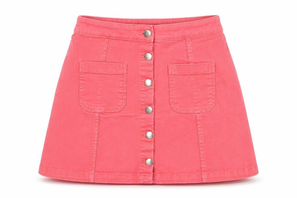 H&M Women's Pink A-Line Button Short Skirt Size 8