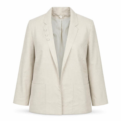 Front view of C&A Women's Beige Long Sleeve Blazer, size 46