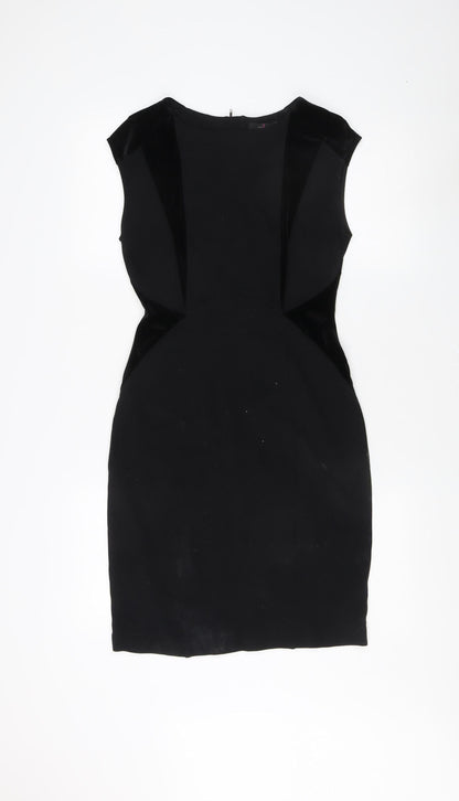 Additional front view of J by Jasper Conran Women’s Black Sheath Dress, size UK 10