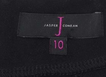 Close-up detail of J by Jasper Conran Women’s Black Sheath Dress, size UK 10