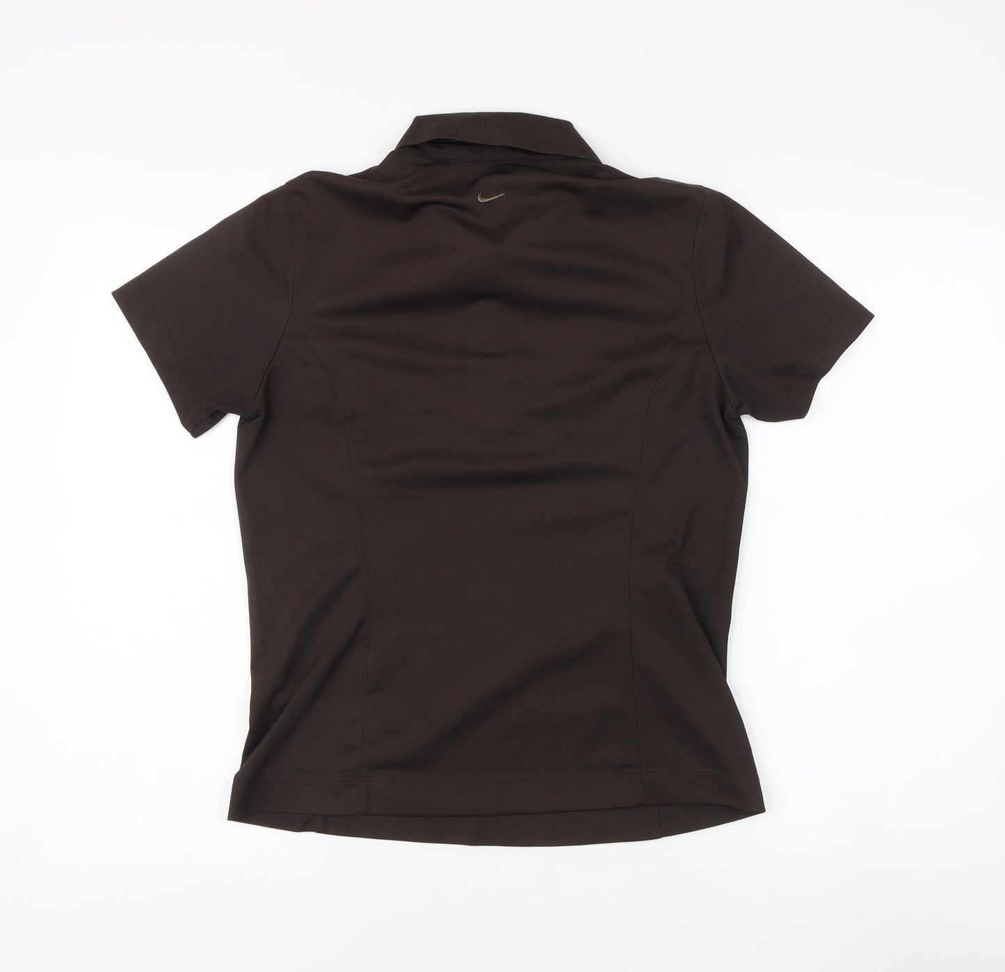 Nike Women's Brown Polo Shirt - M, Short Sleeve, Dri-Fit