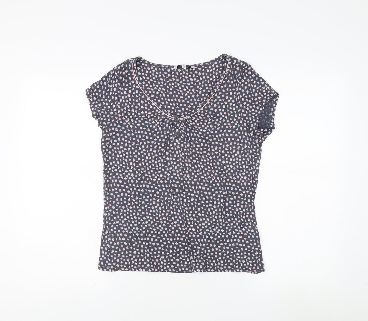 J by Jasper Conran Womens Blue Floral Scoop Neck T-Shirt Size 12