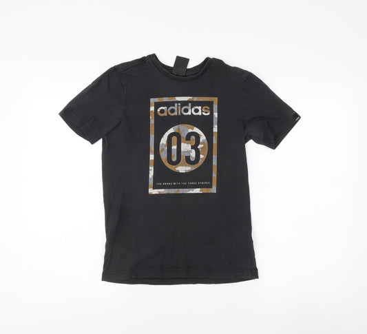 Adidas Unisex Black Crew Neck T-Shirt Size 12