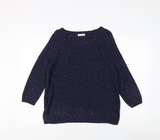 Whistles Women's Blue Cotton Silk Pullover Jumper Size 8