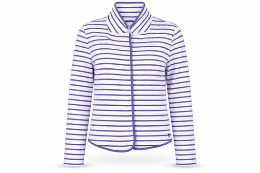 Joules Women's White/Purple Striped Jacket Size 6