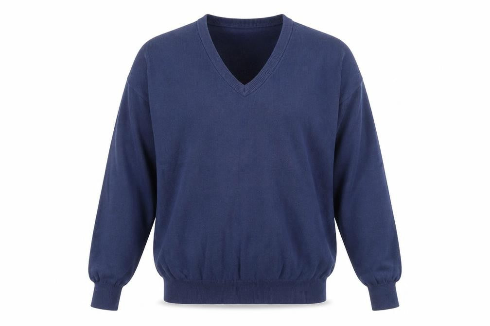 Woolovers Men's Blue V-Neck Cashmere Blend Jumper M