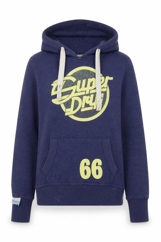 Superdry Women's Blue Hoodie, Size S, Logo Accent