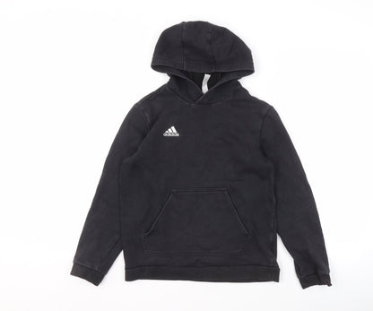 Additional front view of Adidas boys’ black pullover hoodie, size 12, years