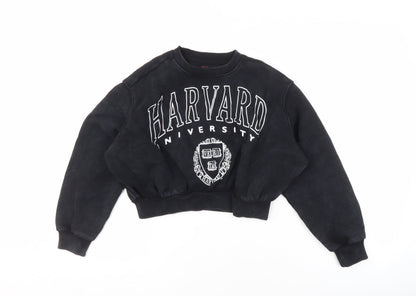 Additional front view of Marks & Spencer girls’ black pullover sweatshirt 9-10 university